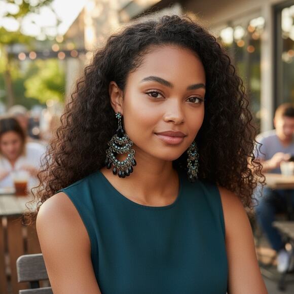 Source Unknown Jewelry - 3/$25 - Silver Tone Blue Rhinestone Chandelier Statement Earrings
